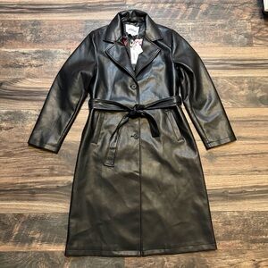 Jason Wu faux leather black trench coat size small